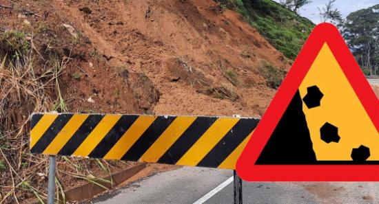Landslide risk surrounding several main roads